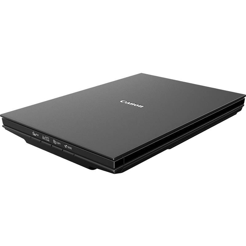 Scanner Canon Lide 300, dimensiune A4, tip flatbed, viteza scanare 2,2 msec./linie (300dpi), 14.8 msec./linie (2400 dpi), rezolutie optica 2400 x 4800dpi, senzor CIS, 4 butoane (PDF, AUTOSCAN, COPY, SEND), interfata: USB 2.0.
