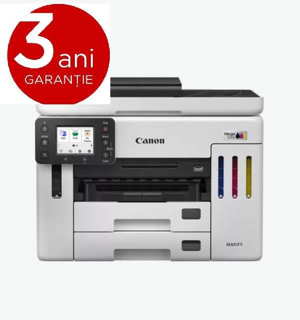 Multifunctional inkjet color CISS Canon Maxify GX7140, ( Print,Copy,Scan, Fax, Cloud), dimensiune A4 , duplex printare, ADF, viteza 24ppm alb-negru, 15.5 ppm color, rezolutie 600X1200 dpi, alimentare hartie250+250+100 coli, Scannet CIS, rezolutie scanare:1200x1200, 99 copiimax,zoom:25%-400%, format