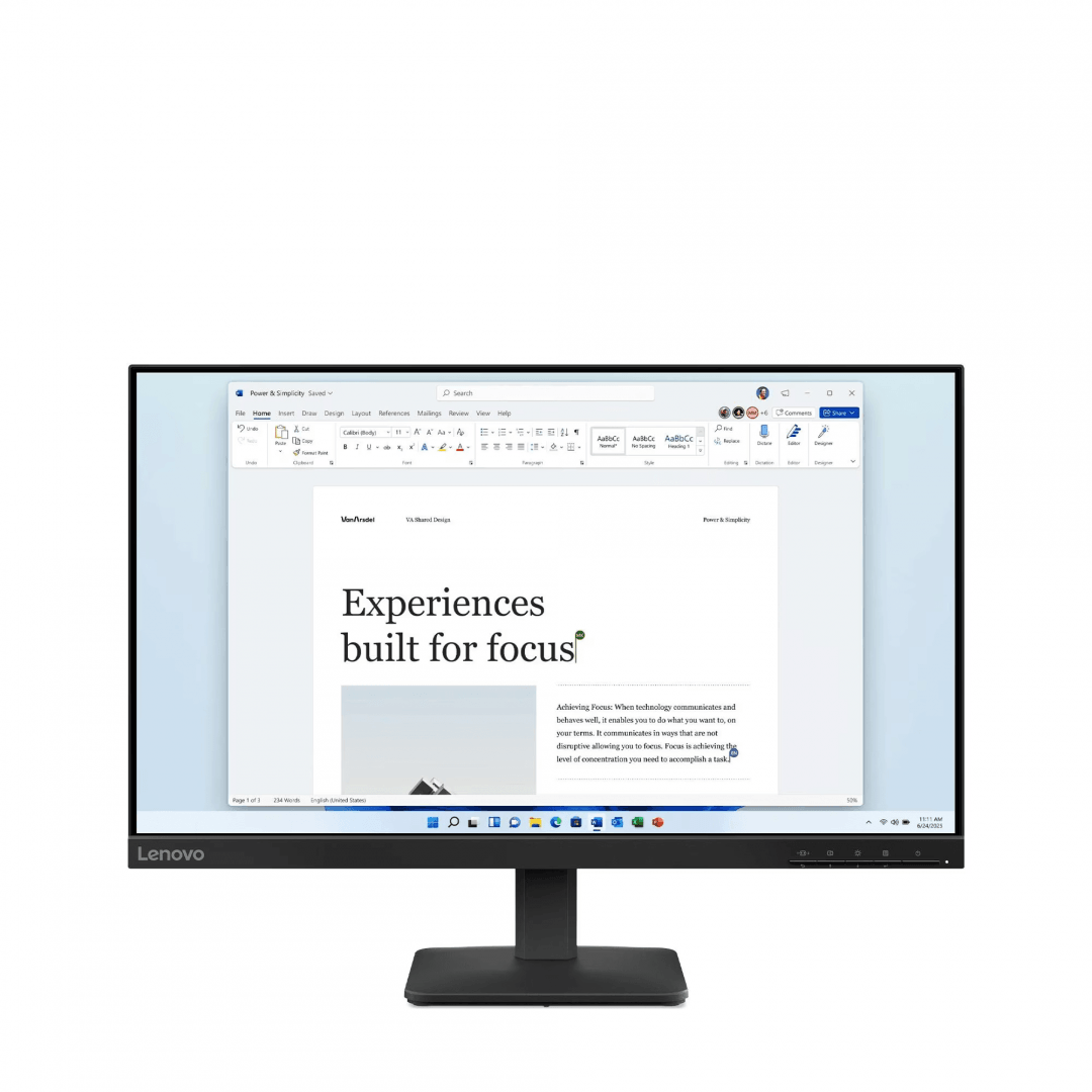 Monitor 23.8" Lenovo L24-4e, LED, In-Plane Switching, 1920x1080; 48Hz – 100Hz; 16:9; Anti-glare; Display color: 16.7 Million; Color Gamut: 99% sRGB, 4ms GtG (Extreme mode) / 6ms GtG (Typical mode), 250 cd/m² cd/m², 1300:1 static, 178° / 178°, Video Connector: 1x HDMI® 1.4, 1x VGA, Tilt Stand