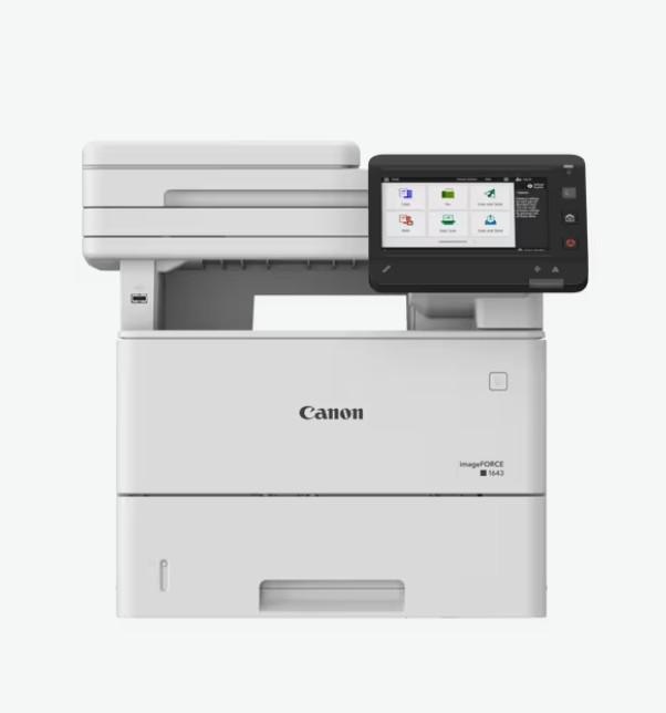 CANON IMAGEFORCE 1643F MONO LASER MFP, Format A4, Functii: Print, Copy, Scan, Fax, Procesor 1.6Ghz, Memorie: 2.0gb RAM, Stocare: 64GB eMMC, Viteza printare: 43ppm, Duplex automat, Rezolutie: 1200 x 1200 dpi, Limbaje printare: UFR II, PCL6, PCL5*, Adobe® PostScript®3TM, Copiere: viteza 43ppm, FPO