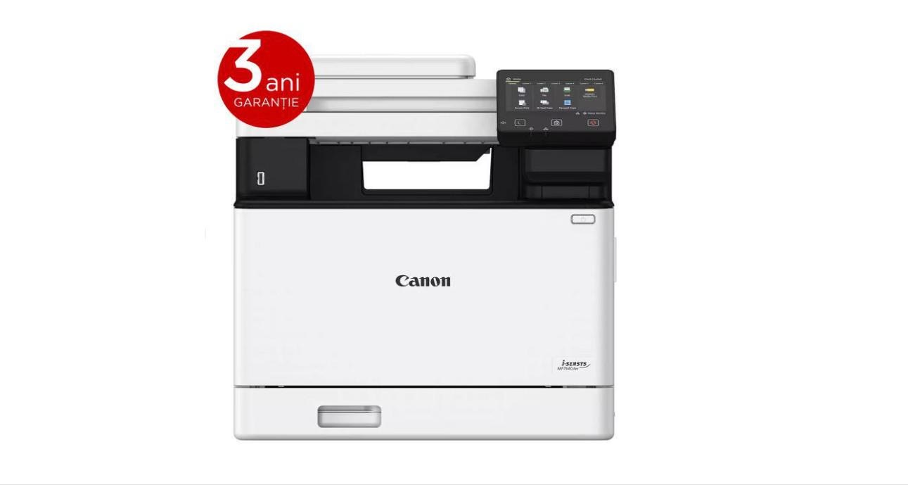 CANON MF754CDW II A4 COLOR LASER MFP, Functii: Printare, Copiere, Scanare, Fax, Viteza: 33ppm, Rezolutie: 1200 x 1200 dpi, Duplex, FPO: 14 sec., Limbaje printare: UFRII, PCL 5c1, PCL6, Adobe® PostScript2, Copiere: 33ppm, Rezolutie: 600 x 600 dpi, DADF, pana la 999 copii, Zoom: 25-400%, Scanare