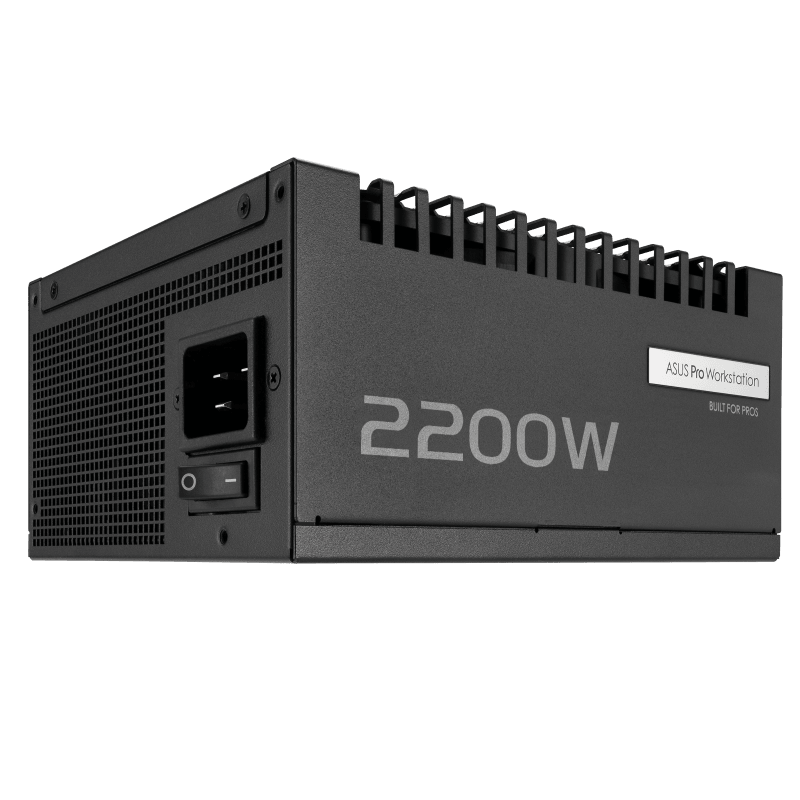 ASUS Pro WS 2200W Platinum. Total power: 2200 W, AC input voltage: 200 - 240 V, Power Factor Correction (PFC) type: Active. Motherboard power connector: 20+4 pin ATX, Motherboard power cable length: 61 cm, SATA power cable length: 120,400 mm. Purpose: PC, Power supply unit (PSU) form factor: ATX, 80