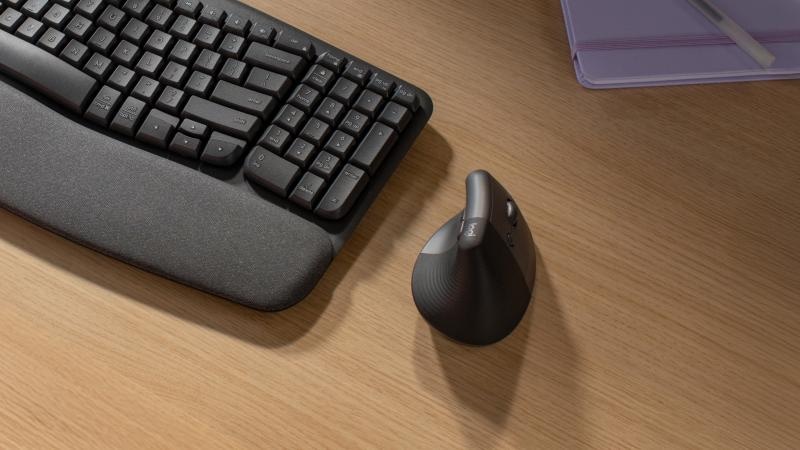 Logitech 910-006473. Form factor: Right-hand, Vertical design. Movement detection technology: Optical, Device interface: RF Wireless + Bluetooth, Movement resolution: 4000 DPI, Buttons type: Pressed buttons, Buttons quantity: 4, Scroll type: Wheel. Power source: Batteries. Product colour: Graphite
