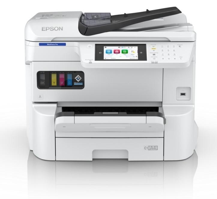 EPSON WorkForce Pro EM-C7100DWF A3+ COLOR INKJET MFP, Functii( Tiparire, Scanare, Copiere, Fax), 4 culori, Viteza printare; 35 ppm mono, 35ppm Color, Rezolutie: 4.800 x 1.200 DPI, Volum recomandat lunar: 500-5.000pagini,Maxim: 75.000 pagini, Viteza scanare: 255IPM, Rezolutie: 600 DPI x 2.400 DPI