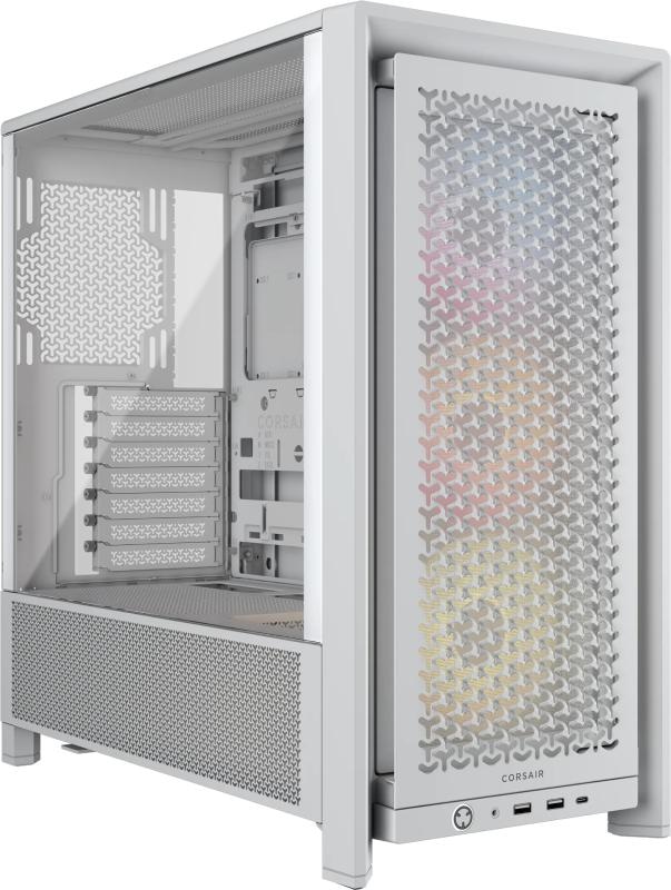 Carcasa CORSAIR FRAME 4000D RS Modular Mid Tower ARGB ALB, Tempered Glass, Sloturi Expansiune 7 orizontale sau 3 verticale, Drive Bays: 2x3.5" 4x2.5", Ventilatoare Suportate: 12 (spate: 1x120mm sau 1x140mm, fata: 3x120mm sau 2x140mm sau 2x200mm, lateral: 2x120mm sau 2x140mm, jos: 2x120mm, sus