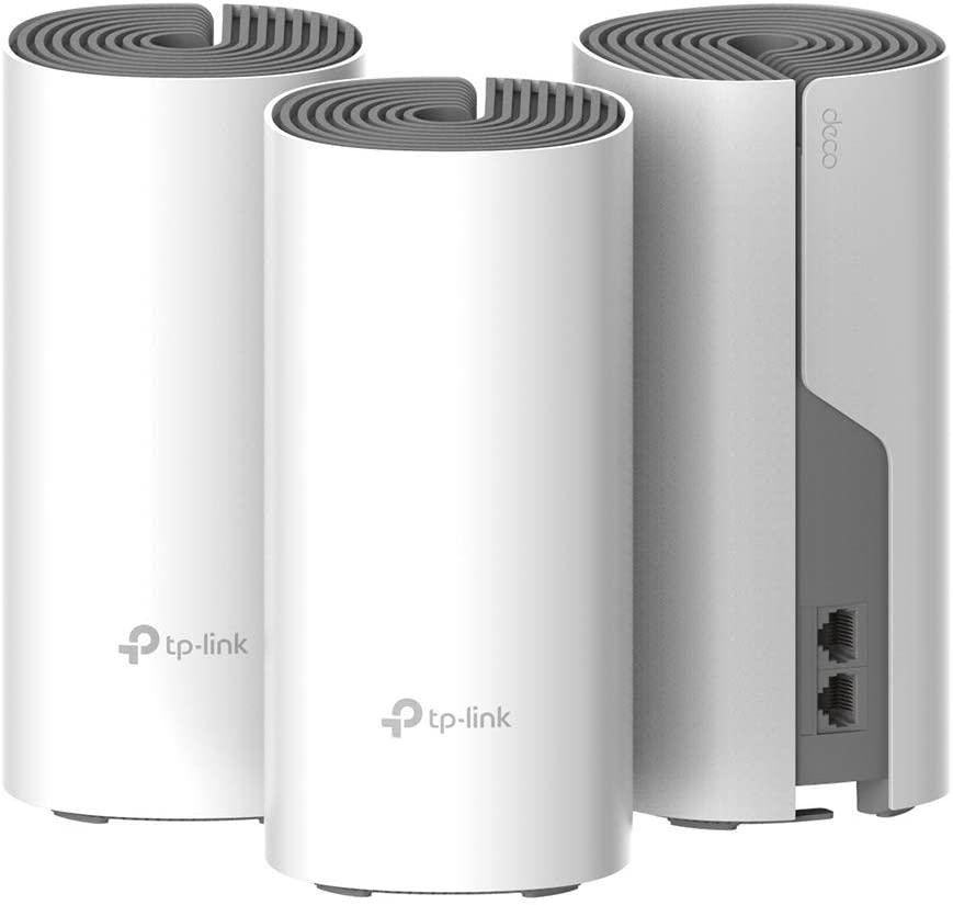TP-Link Sistem Mesh Wi-Fi pentru întreaga casă AC1200, DECO E4(3-PACK);2 10/100Mbps WAN/LAN Ports, 1 Power Port, SDRAM: 128 MB, Flash:16 MB, 2 internal dual-band antennas per Deco unit, Standarde Wireless:IEEE 802.11 ac/n/a 5 GHz, IEEE 802.11 b/g/n 2.4 GHz, Frecvență: 2.4 GHz and 5 GHz, Rată de