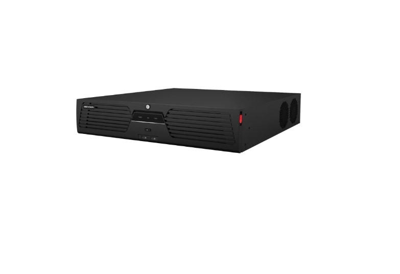 Hikvision 4K NVR DS-9664NI-M8 64-ch IP camera inputs, 2-ch@32 MP/2-ch@ 24 MP/4-ch@12 MP/8-ch@8 MP/16-ch@4 MP/32-ch@1080p decoding capacity, 400 Mbps incoming bandwidth and 400 Mbps outgoing bandwidth, 2 HDMI (different source) and 2 VGA (different source) interfaces, 8K or dual 4K video