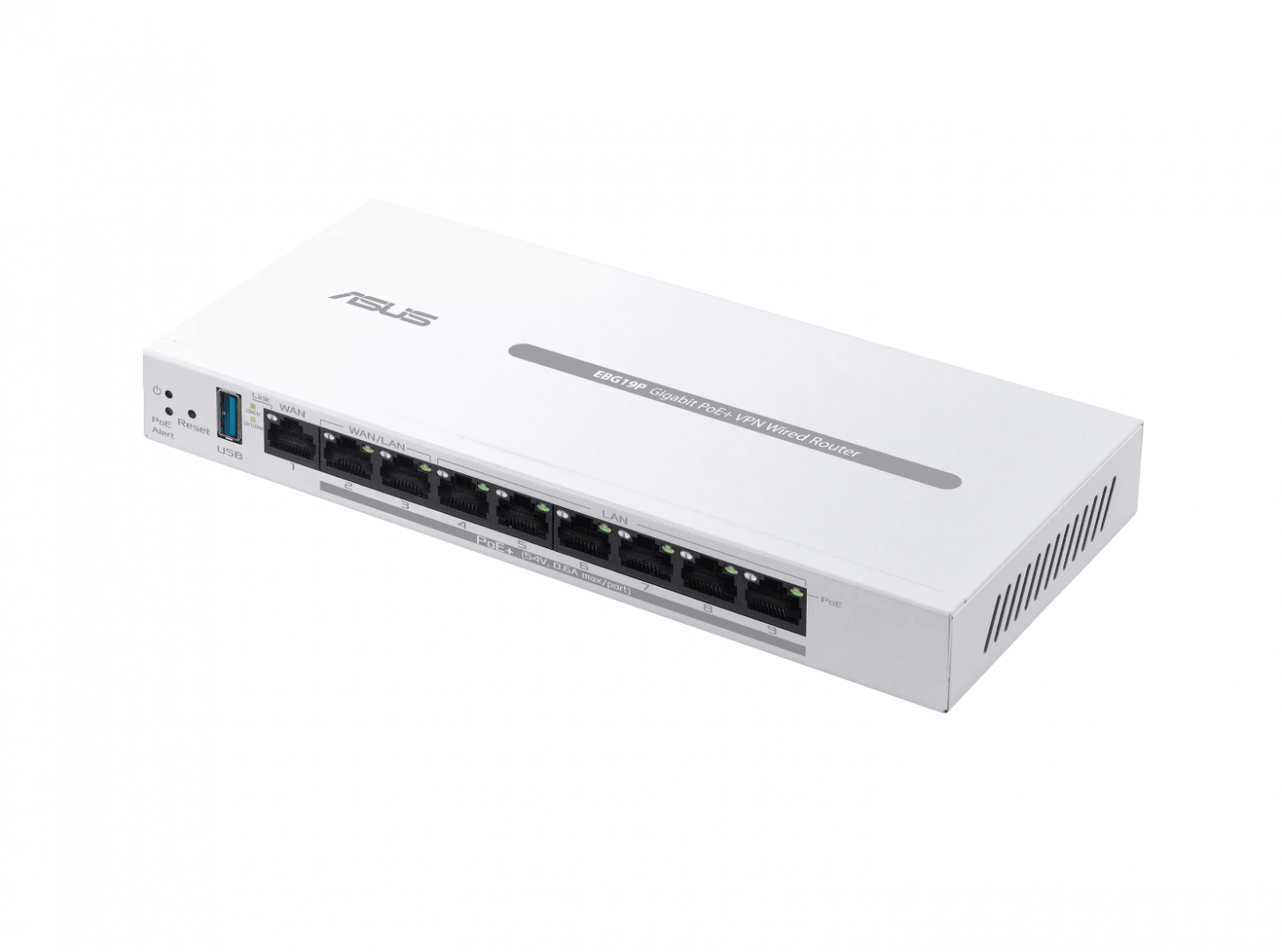 ASUS WIRED ROUTER 8 porturi POE EBG19P, Standarde wireless: Bluetooth® 3.0, Bluetooth® 3.2, IEEE 802.1p, IEEE 802.1q, IEEE 802.3, IEEE 802.3ab, IEEE 802.3i, IEEE 802.3u, IEEE 802.3x, IPv4, IPv6, 1 x antena interna Bluetooth, Procesor: 1.8GHz Dual-core ARMv8, Memorie: 256 MB Flash, 512 MB RAM