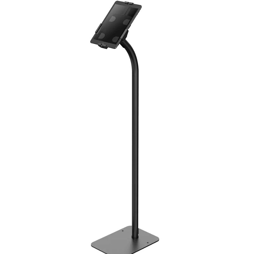 Neomounts by Newstar FL15-625BL1 tablet floor stand General Min. screen size* : 7,9 inch Max. screen size* : 11 inch Max. weight : 1 kg Screens : 1 Functionality Type : Tilt, Rotate Tilt (degrees) : +20°, -110° Rotate (degrees) : 360° Height : 123,8 cm Width : 22 cm Adjustment type : Manual