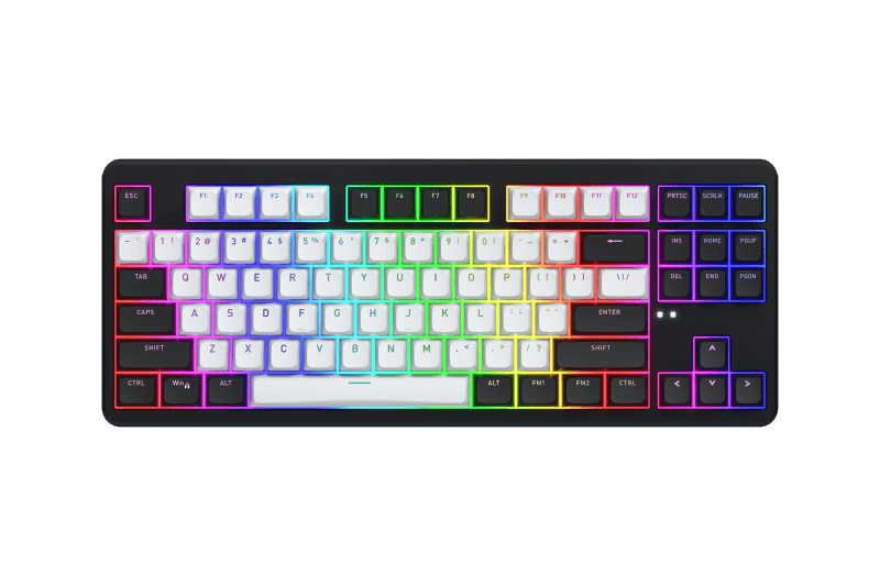 Tastatura mecanica wirelss Hator Rockfall 3 Mecha TKL conectivitate USB, pollingrate 1000Hz, iluminare RGB cu functia de a customiza fiecare tasta individual, tip switch HATOR Aurum Orange Linear rev.1.0, durata de viata switch 70M de clickuri, durata de viata baterie pana la 160 ore in wireless