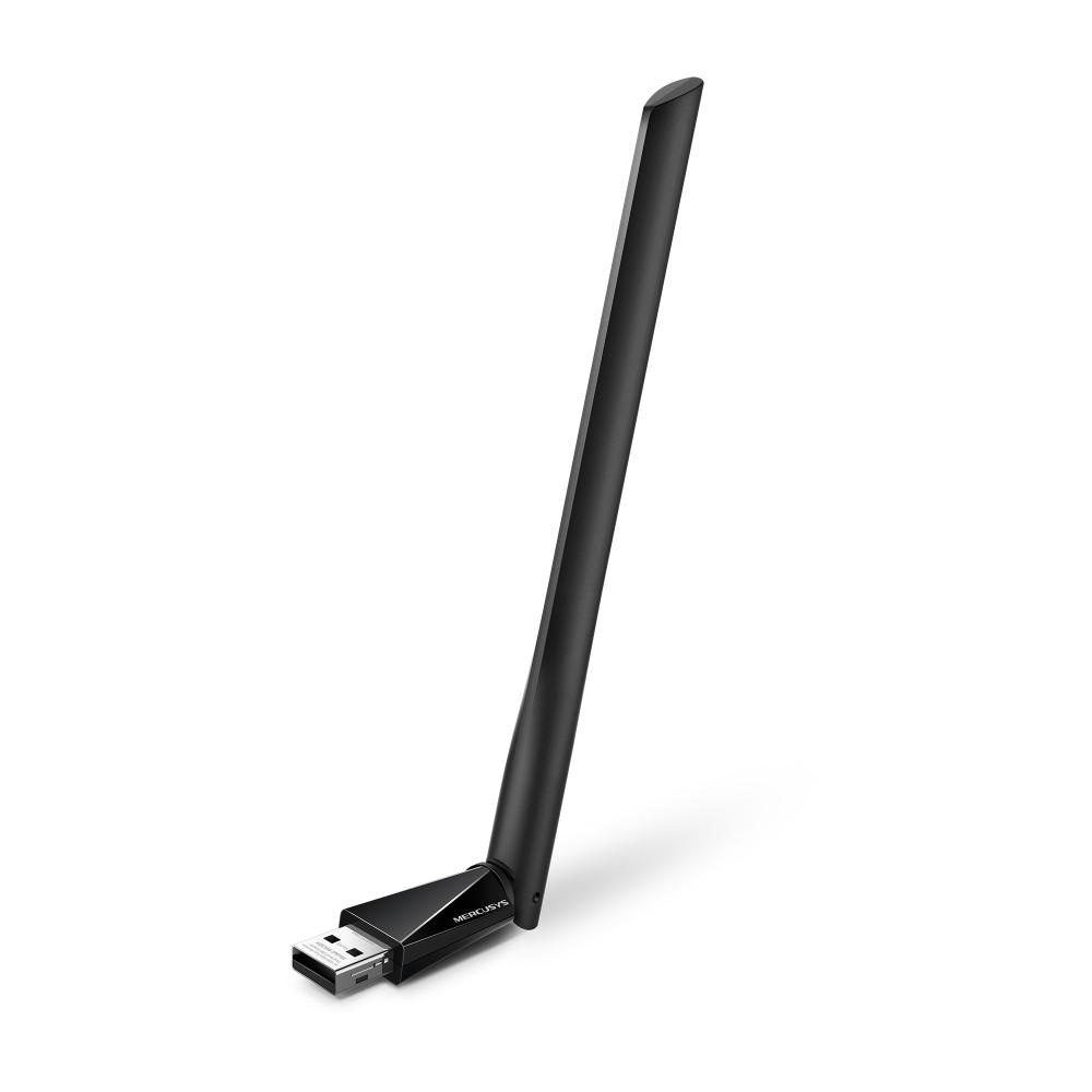 Adaptor Mercusys USB Dual Band High Gain AC1300, Standarde Wireless: IEEE 802.11 a/n/ac 5 GHz, IEEE 802.11 b/g/n 2.4 GH, Rata semnal: 5 GHz 867 Mbps, 2.4 GHz 400 Mbps, Interfata: USB 2.0, 1 antenă externă High Gain 5dBi.