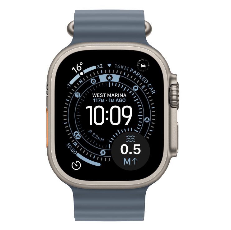 Apple Watch Ultra 3 GPS + Cellular 49mm Natural Titanium Case with Anchor Blue Ocean Band