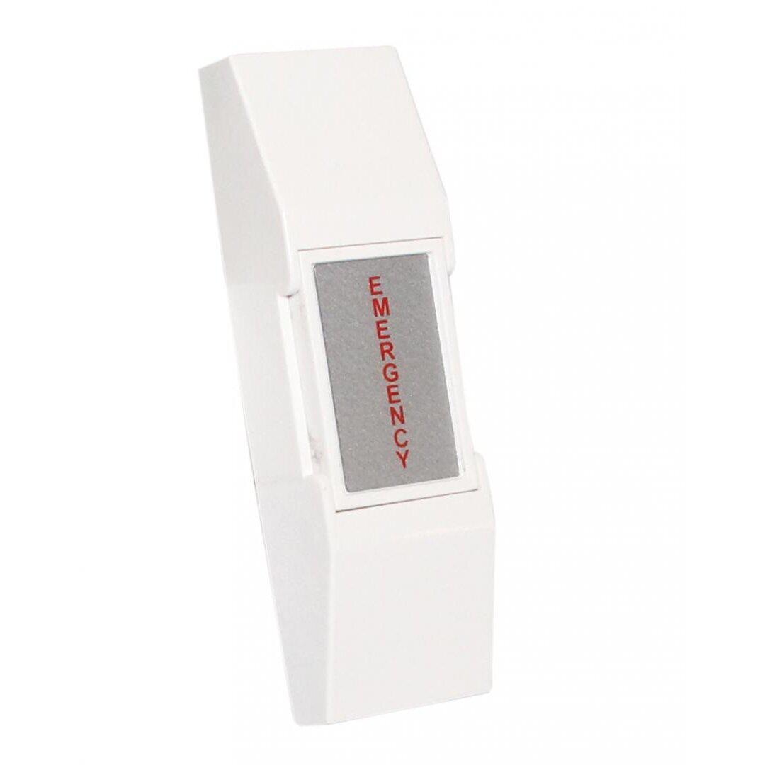 Buton cerere iesire REX aplicabil, din plastic, ND-EB02; Iesire contact: NO/NC, tensiune 12V, 300 mA, auto reset, culoare alba; Icon: Emergency; Dimensiuni: (L x W x H)76 x 17 x 17mm; set 10 bucati