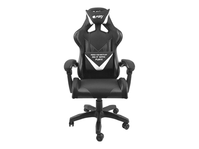 Scaun gaming FURY AVENGER L, material piele ecologica+polyester, reglabil pe inaltime, greutate maxima suportata 150 kg, inaltime scaun reglabil 46.5 - 56.5 cm, spatar ajustabil 180°, dimensiuni roti 60mm, echipat cu piston cu gaz clasa 3, manere 4D, negru