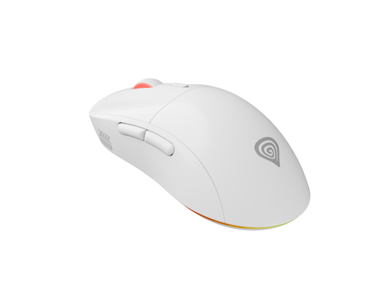 Mouse gaming wireless Gensesis Zircon XIII, senzor optic Pixart PAW3395, interfata USB, rezolutie maxima 26000 DPI, numar butoane 7, switch mecanic Huano Silent, Kailh 4.0, Kailh 8.0, iluminare RGB, alb