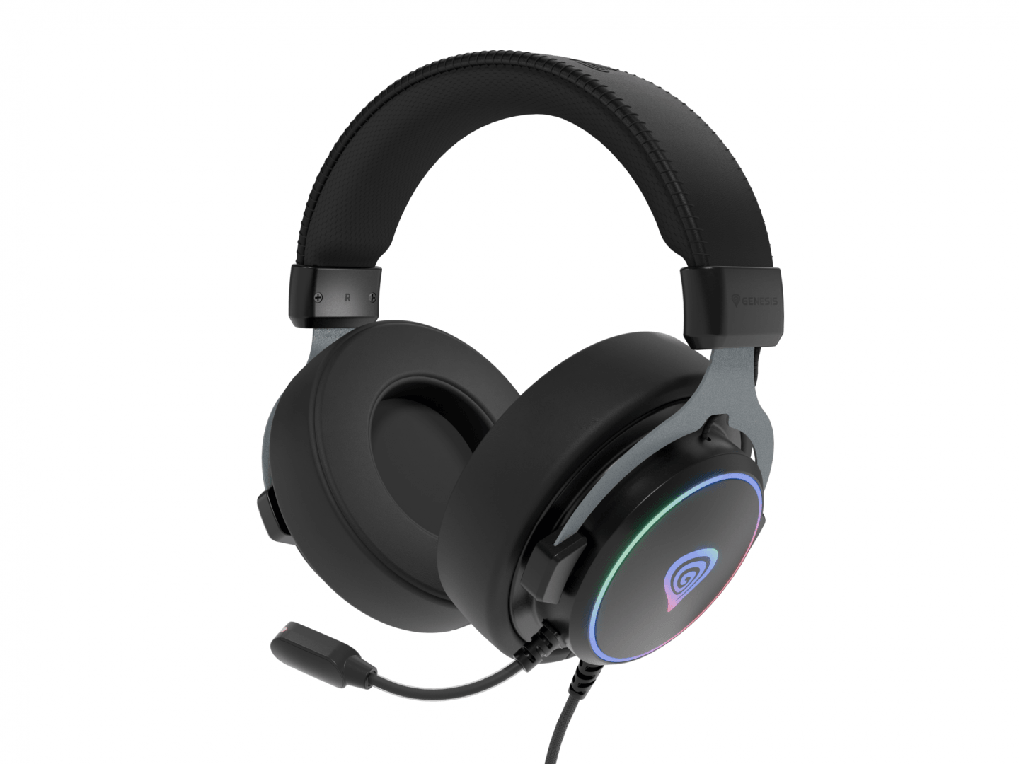 Casti gaming cu fir Genesis Neon 764, sunet 7.1 Surround, microfon, impendanta 32 ohm, frecventa raspuns 20 - 20.000 Hz, lungime cablu 220 cm, iluminare RGB, frecventa raspuns microfon 100 - 10000 Hz, sensibilitate microfon -42dB, impendanta microfon 2200 Ohm, negru