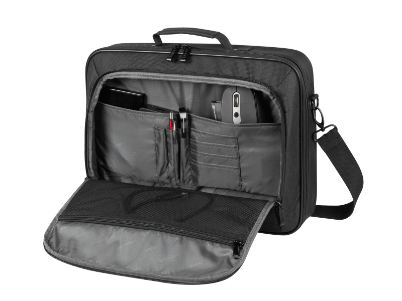 Geanta laptop Natec Boxer Lite, compatibilitate dimensiune laptop 15.6"-16", 2 compartimente, material Polyester 600D, negru