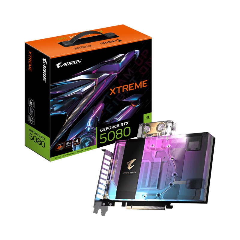 Placa Video GIGABYTE AORUS GEFORCE RTX 5080 XTREME WATERFORCE WB 16GB GDDR7 256 bit, 3x DP 1x HDMI