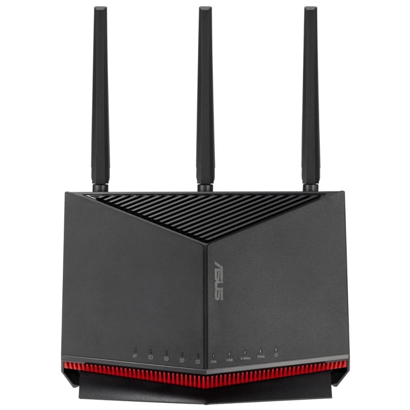 Router Asus Dual-Band RT-BE86U, WIFI-7, Standarde wireless: IEEE 802.11a, IEEE 802.11b, IEEE 802.11g, WiFi 4 (802.11n), WiFi 5 (802.11ac), WiFi 6 (802.11ax), WiFi 7 (802.11be), IPv4, IPv6, Segment Produs: BE6800, Viteza wireless: 1032+5764 Mbps, 4 x antene externe, Procesor: 2.6GHz quad-core
