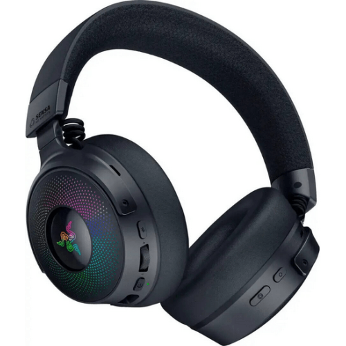 Casti Razer Kraken V4 Pro, wireless, bluetooth, cu fir, frecventa raspuns 20 Hz – 28 kHz, conectivitate wireless: 2.4 GHz Wireless prin OLED Control Hub sau Bluetooth 5.3, cu fir USB-A sau 3.5mm, microfon retractabil Razer™ HyperClear Super Wideband Mic, iluminare Razer Chroma™ RGB, autonomie