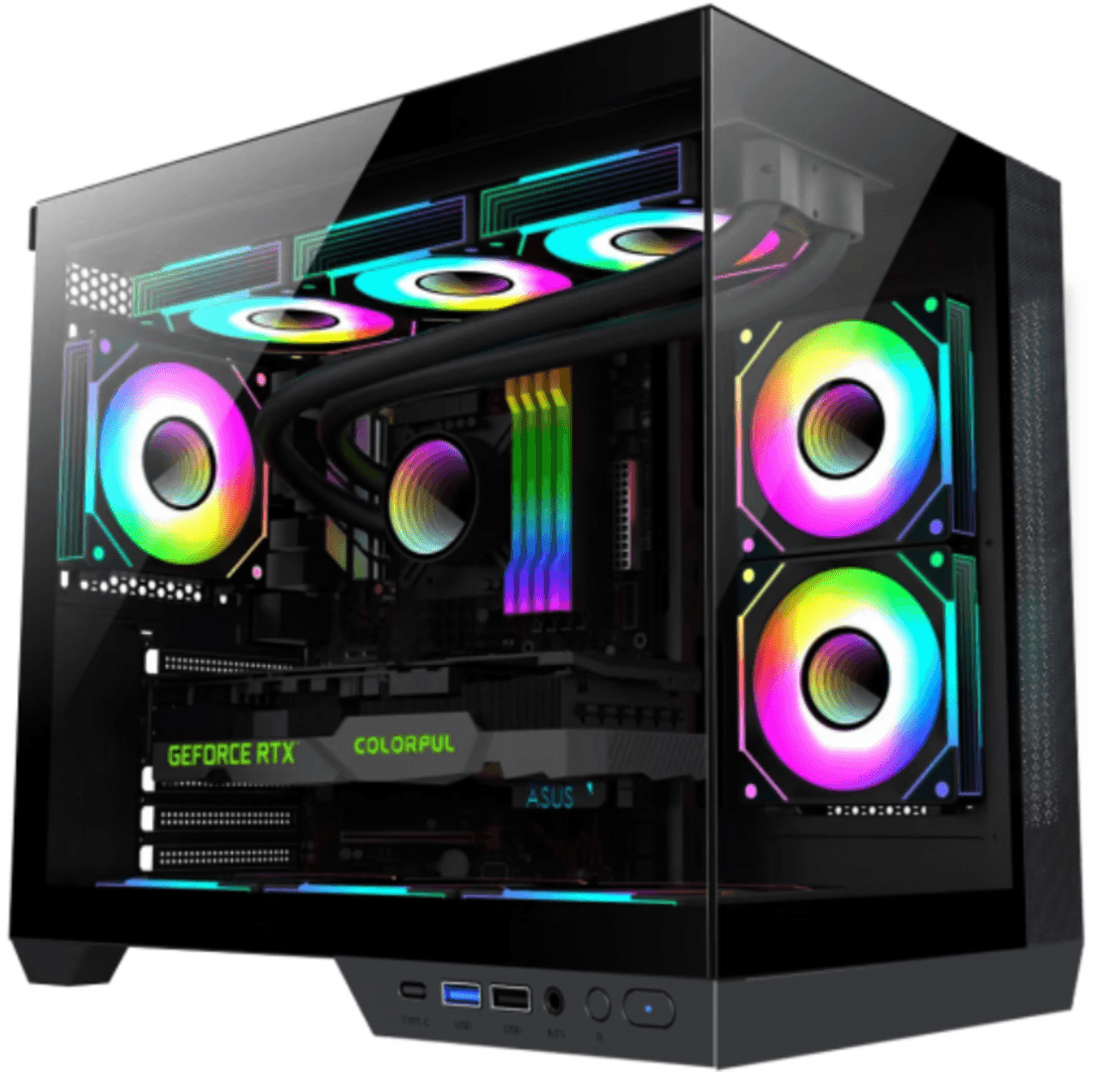 Carcasa gaming Serioux Shadow, fara sursa, tip middle tower, USB2.0x+HD Audio, USB3.0, porturi rezervate pentru ventialtor: MN 2x120mm ventilatoare ARGB (incluse), spate:1x120mm ventilator RGB (inclus), sus 3x120mm/2x140mm, controler 4 porturi, drive bays: HDD de 3.5'' x2, SSd de 2.5'' x1, Sloturi