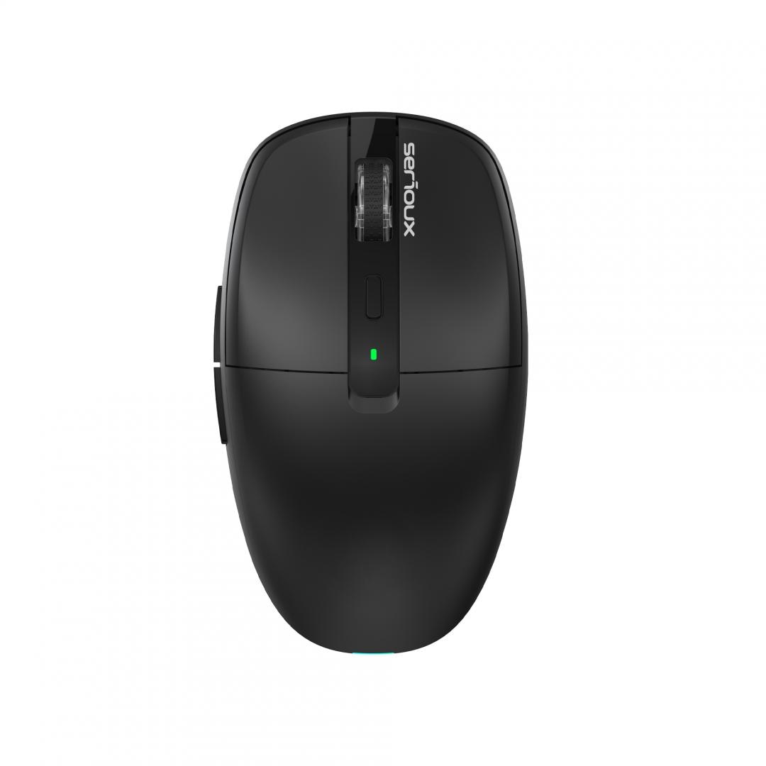 Mouse wireless AirFlow 2.4G+BT cu mod dual, cu receptor dual USB-A +USB-C; LED frontal Mod: 2.4G + Bluetooth Număr cheie: 6 Material: ABS Culoare: Negru complet DPI: 800-1200-1600 Comutator: Clic silențios pentru butonul L-R Interfață: Receptor dual USB-A + TYPE-C Baterie: Baterie litiu de