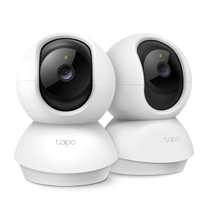 Pan/Tilt Home Security Wi-Fi Camera, 2-Pack SPEC: 1080p, 2.4 GHz, Horizontal 360º FEATURE: Pan/Tilt, Motion Detection and Notifications, Sound and Light Alarm, Remote Control, Two-Way Audio, Voice Control (Works with Google Assistant and Alexa), Local Storage through microSD Card (Up to 512 GB)