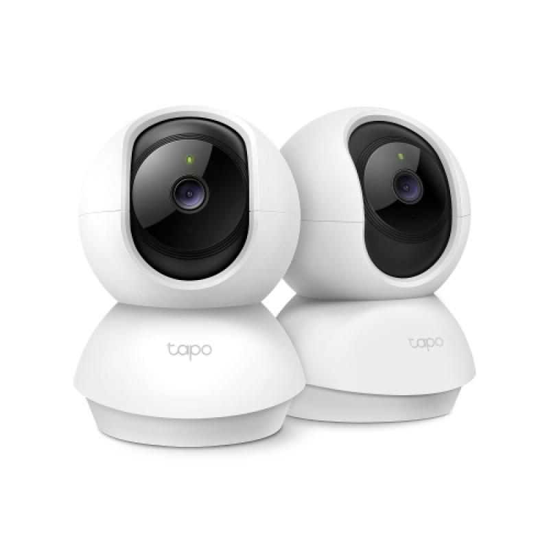 Pan/Tilt Home Security Wi-Fi Camera, 2-Pack SPEC: 2K (2304x1296), 2.4 GHz, Horizontal 360º FEATURE: Pan/Tilt, Smart AI Detection and Notifications (motion, people), Sound and Light Alarm, Remote Control, Two-Way Audio, Voice Control (Works with Google Assistant and Alexa), Local Storage through