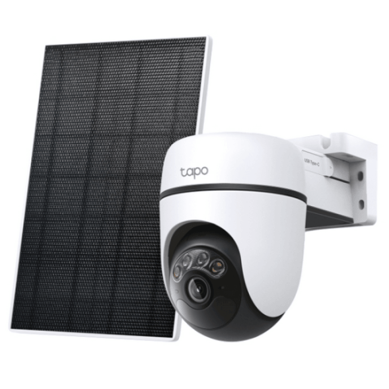 Solar-Powered Pan/Tilt Security Camera Kit SPEC:3K 5MP (2880×1620), 2.4 GHz, 6700mAh rechargeable lithium-ion battery, Solar panel (5.2V, 2.5W) FEATURE: Pan/Tilt, Non-Stop Power, Smart Detection and Notifications (motion, people, pets, cars),AI Tracking, Color Night Vision, Sound and Light Alarm