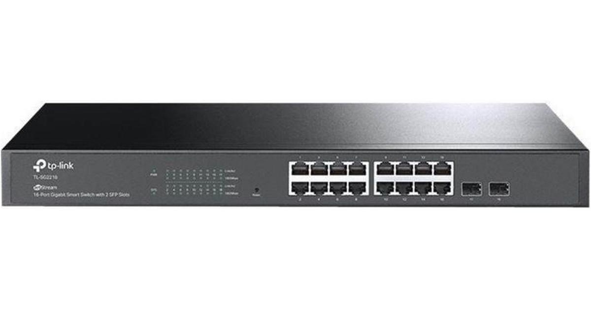 "JetStream™ 16-Port Gigabit Smart Switch with 2 Gigabit SFP Slots PORT: 16× Gigabit RJ45 Ports, 2× Gigabit SFP Slots SPEC: 1U 19-inch Rack-mountable Steel Case FEATURE: Integration with JetStream™ SDN Controller, Static Routing, 802.1Q VLAN, STP/RSTP/MSTP, IGMP Snooping, 802.1p/DSCP QoS, ACL