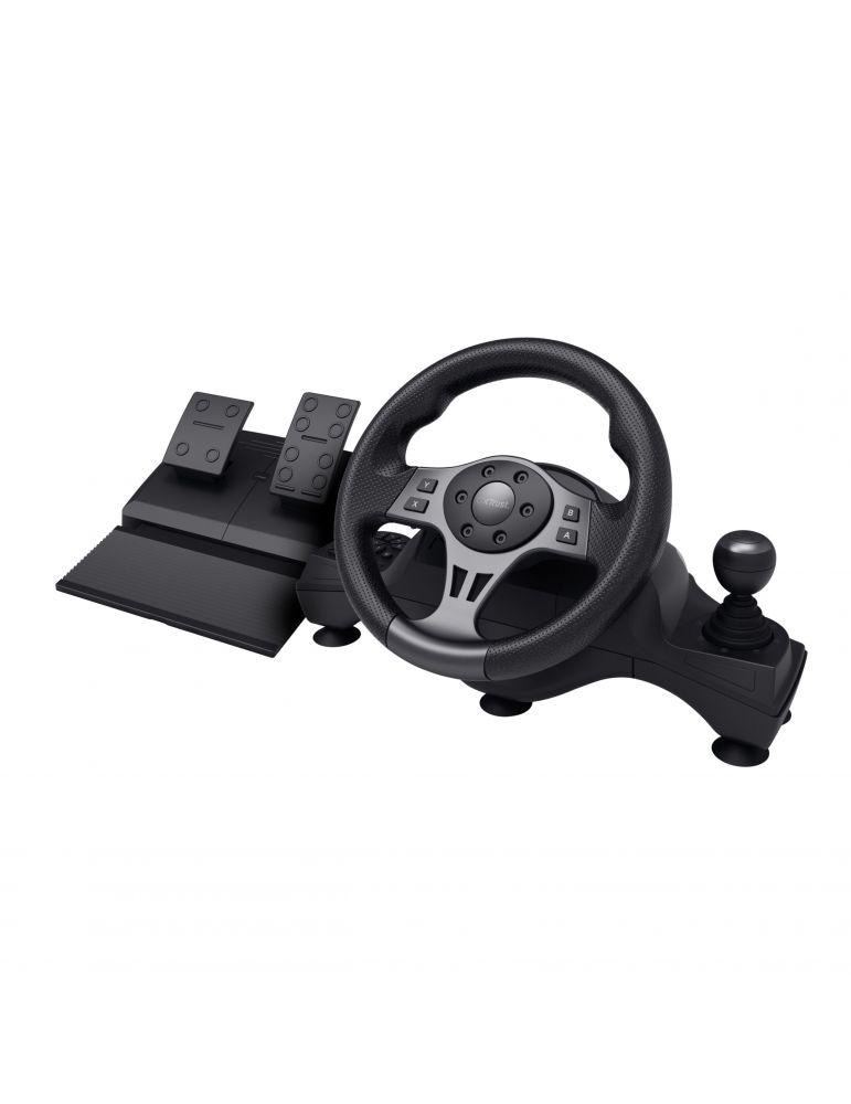 Volan racing Trust GXT 289 Movi Movi, conectivitate cu fir, 25 de butoane, console compatibile Nintendo Switch, Xbox Series S, Xbox Series X, Xbox One X, Xbox One S, Xbox One, PS4, PS4 Original, PS4 Pro, PS4 Slim, negru