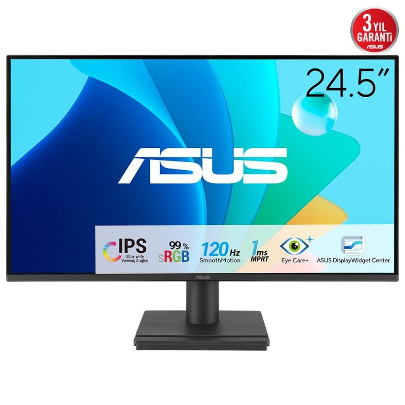 Monitor Asus 24.5" VA259HGA, Diagonal (inch): 24.5, Diagonal (cm): 62, Aspect ratio: 16:9, Panel: IPS, Resolution: 1920x1080, Refresh Rate: 120Hz, Response time MPRT: 1ms, Brightness (max): 300 cd/m², Contrast (static) : 1500:1, Contrast (dynamic): 3000:1, Viewing angle: 178/178, Color Gamut Type