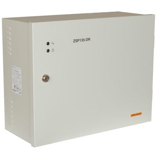 Sursa de alimentare pentru sisteme de detectie incendiu 24V/3-5A in cutie metalica Merawex ZSP135-DR-5A-3, loc pentru 2 acumulatori 40Ah/12V, Tensiune de intrare: 230 V +10% -15%, eficienta ridicata sub sarcina si consum redus, comunicare RS-232 / RS-485, rata scazuta de esec (0,5% in trei ani)